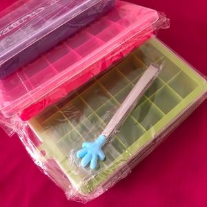 3pcs Silicone Ice Cube Tray w/Tong